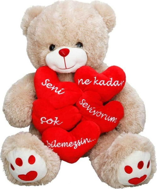 01015 Aşk Mesajlı Peluş Ayı 45 cm