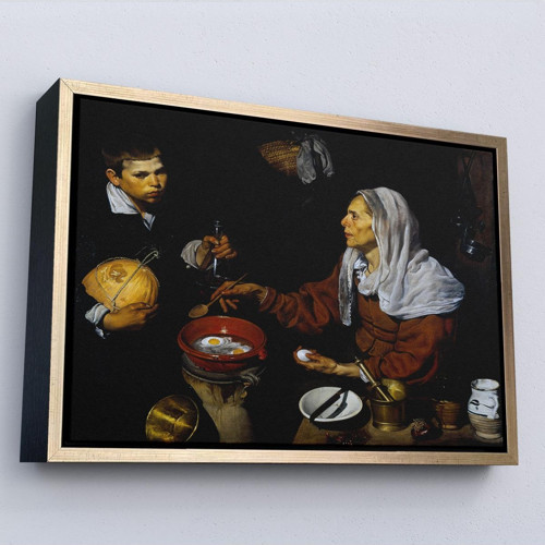 Çerçeveli Diego Velázquez - Yumurta Pişiren Yaşlı Kadın Tablosu - Old Woman Frying Eggs-7051