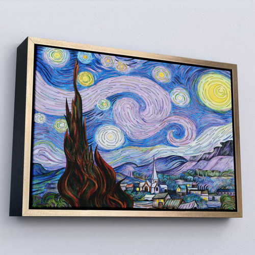 Çerçeveli Vincent Van Gogh - Yıldızlı Geceler Premium Görüntü Tablosu-7163