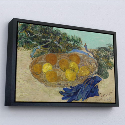 Çerçeveli Vincent Van Gogh - Mavi Eldivenli Portakal Ve Limonların Natürmortu Tablosu-7188