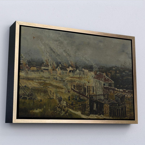 Çerçeveli Henri Rousseau - Champigny Savaşı Tablosu-7054