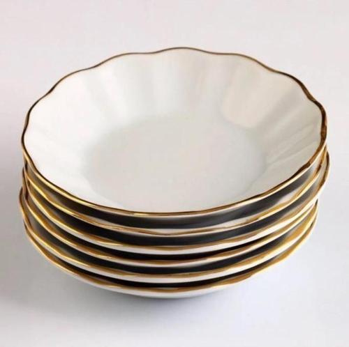 6'lı Porselen Çay Tabağı Gold Yaldızlı 11 Cm -  04POR002031