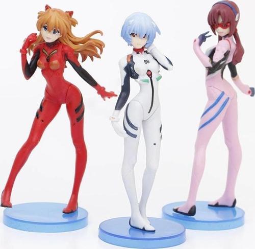 Disney 3 adet Anime Ayanami Rei Evangelion EVA Pvc Figürleri 13Cm