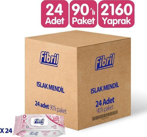 Care Gül Kokulu Islak Mendil 24x90 Lı Paket 2160 Yaprak