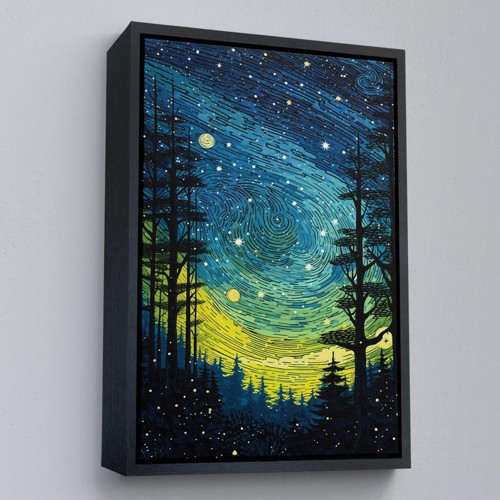 Çerçeveli Vincent Van Gogh Tarzı Yıldızlı Gece Tablosu-7518