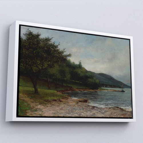 Çerçeveli Gustave Courbet - Göl Kıyısı Geneva Tablosu-7092