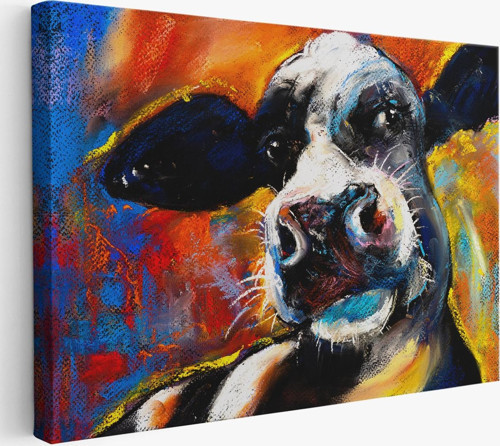 İnek Portresi Modern Sanat Dekoratif Kanvas Duvar Tablo-6521
