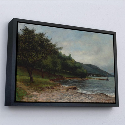 Çerçeveli Gustave Courbet - Göl Kıyısı Geneva Tablosu-7092