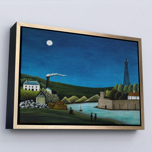 Çerçeveli Henri Rousseau -Suresnes'Teki Seine Nehri Tablo - The Seine At Suresnes-7093