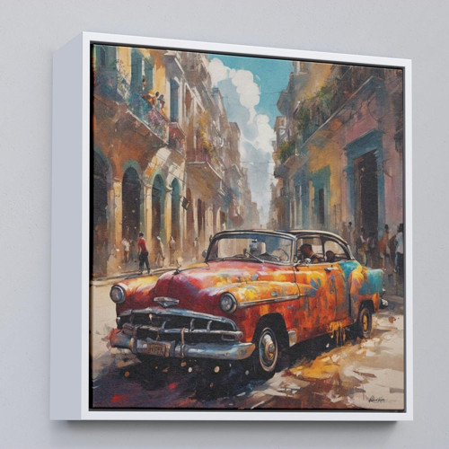 Çerçeveli Klasik Eski Araba Tablosu-8331