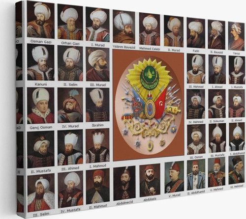 Osmanlı Padişahlarının Tümü Dekoratif Duvar Tablosu-6549