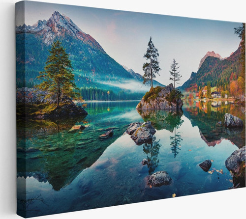 Hintersee Gölü Almanya Dekoratif Kanvas Duvar Tablosu-3563