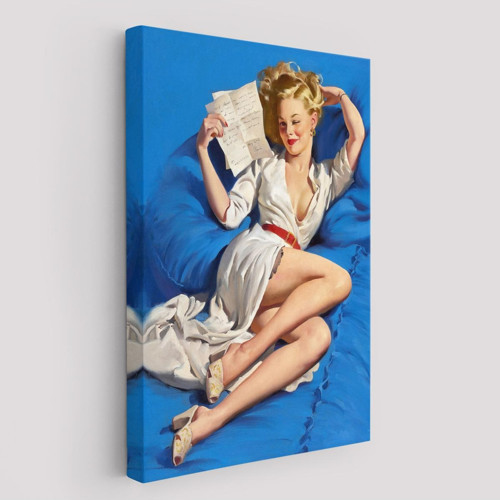 Gil Elvgren Pin-Up Aşk Mektubu Duvar Tablosu-6449