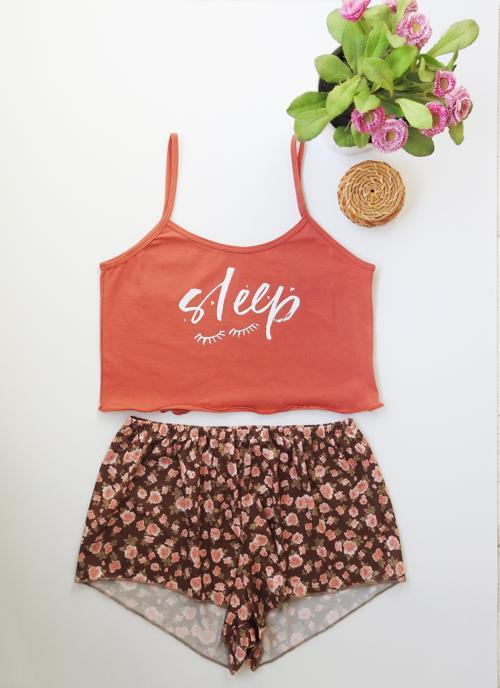 ÇİÇEK DESENLİ BASKILI ŞORT TAKIM