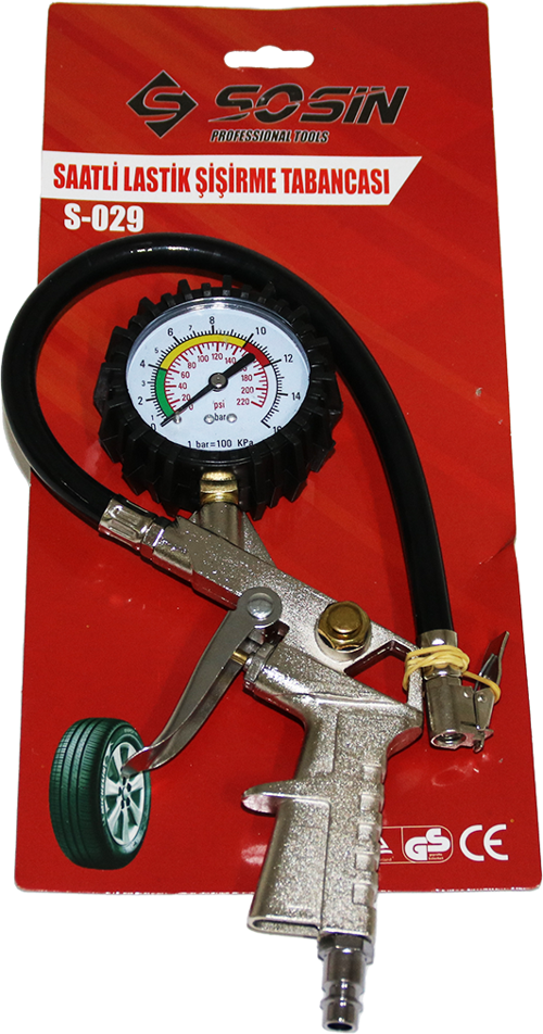 SAATLİ HAVA ÖLÇME LASTİK ŞİŞİRME TABANCASI 12 BAR BASINÇLI - 1/4 REKOR (81)