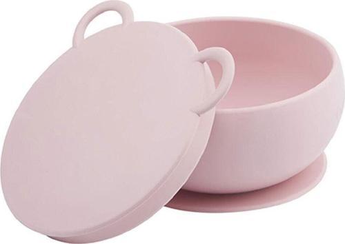 Kapaklı Vakumlu Silikon Kase Pembe