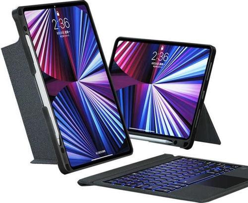 Apple iPad Air 10.9 2020 (4.Nesil) Uyumlu Fuchsia Touch Pad Bluetooth Klavyeli Standlı Mıknatıslı Kılıf