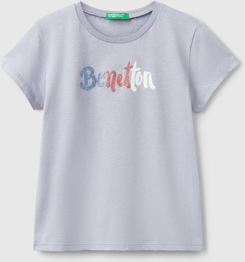 Kız Çocuk Lila Simli Logo Baskılı T-Shirt