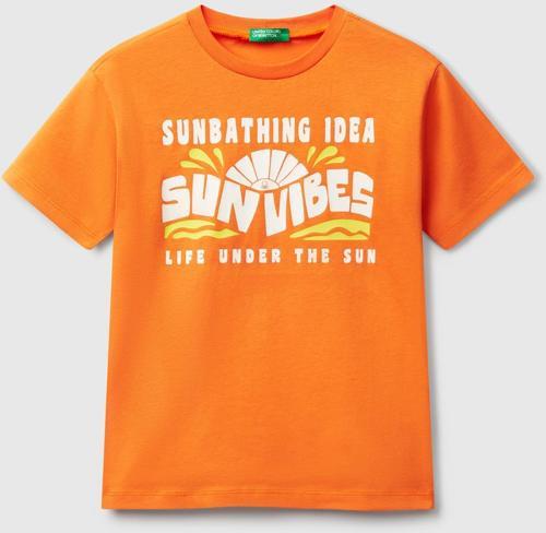 Erkek Çocuk Turuncu Grafik Baskılı Kısa Kollu T-Shirt