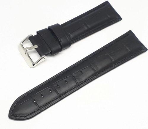 22mm Golf Marka Siyah Croco Hakiki Deri Saat Kordonu