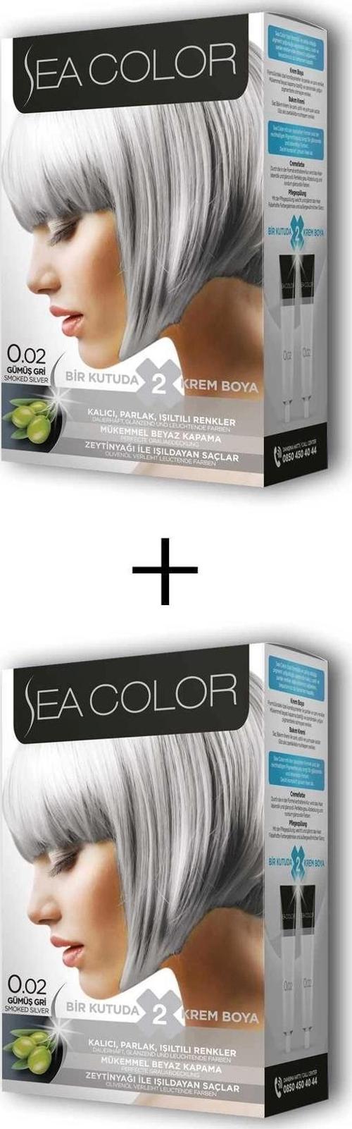 2X2 Tüp Krem Saç Boyası Seti Gümüş Gri No:0.02