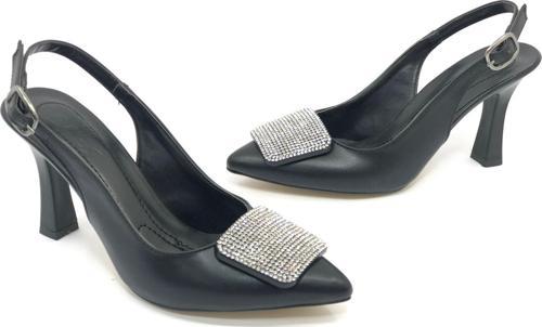 Feles Toka Taş Detaylı Arkası Açık Stiletto Kadın Topuklu Ayakkabı