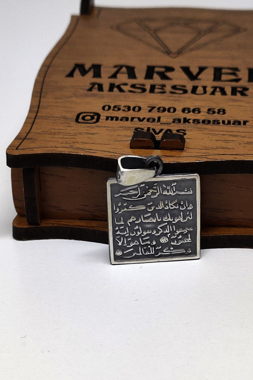 Gümüş Ayetel Kürsi Kolye Ucu 925 Ayar
