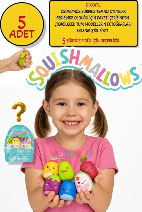 Squishmallows Squooshems – 5 Adet - 6.5 CM Sürpriz Yumuşacık Koleksiyon Oyuncağı Seri 12