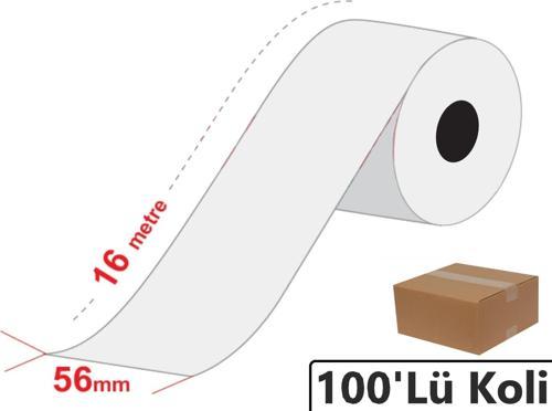 56x16 Metre Termal Yazarkasa Pos Kredi Kartı Rulosu 100'lü Koli