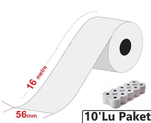 56x16 Metre Termal Yazarkasa ve Kredi Kartı Pos Rulosu 10'lu Paket