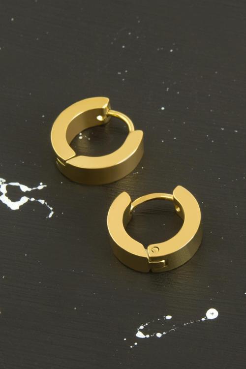 Sarı Renkli Erkek Çelik Küpe 1,5 Cm