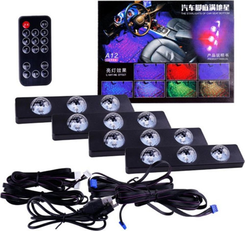 Koltuk Altı Led Atmosfer Yıldız Lamba Yedi Renk Uzaktan Kumandalı Müziğe Duyarlı Usb Kablosuz