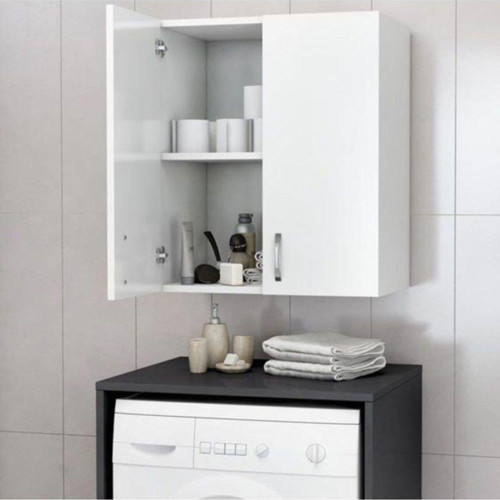 Birnurpazar Makina Üstü Dolap, Banyo Dolabı, Çamaşır Dolabı, Havlu Dolabı, Kapaklı Dolap - Beyaz