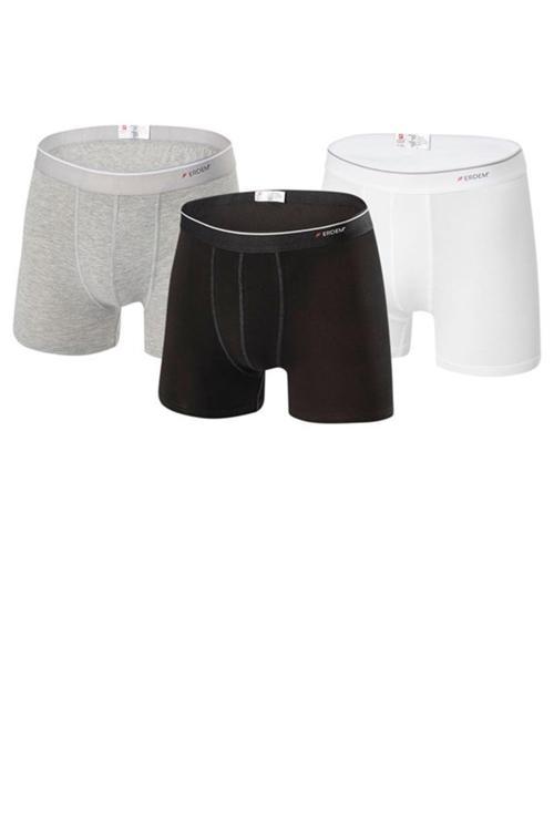 Karışık Düz Renkli 3'Lü Basic Boxer 1491