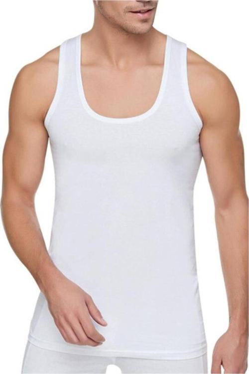 Erkek Beyaz Lüks Penye Atlet 2'Li