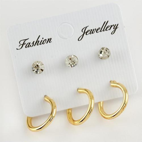 6 Adet Taşlı Halka Küpe 1,5 Cm