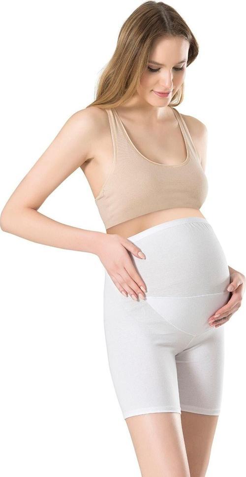 Hamile Şort Beyaz Pamuk Modal Kumaş 1110