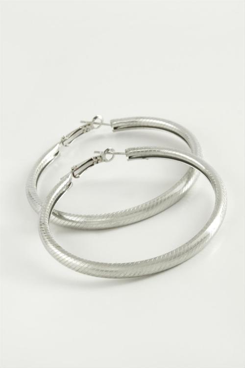 Çizgili Boru Halka Küpe 5,5 Cm