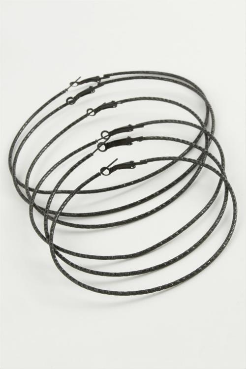 Çizgili Metal Halka Küpe 6 Adet