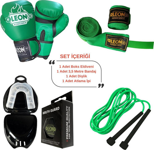 Leon Blade Training Boks, Kick Boks Ve Muay Thai Eldiveni Atlama İpi Dişlik Ve Bandaj Seti 3,5 Metre