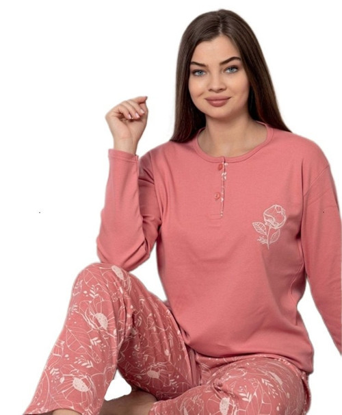 Isabella Line Penye İnterlok Kadın Pijama Takımı Rahat Ev Giyim M/2XL