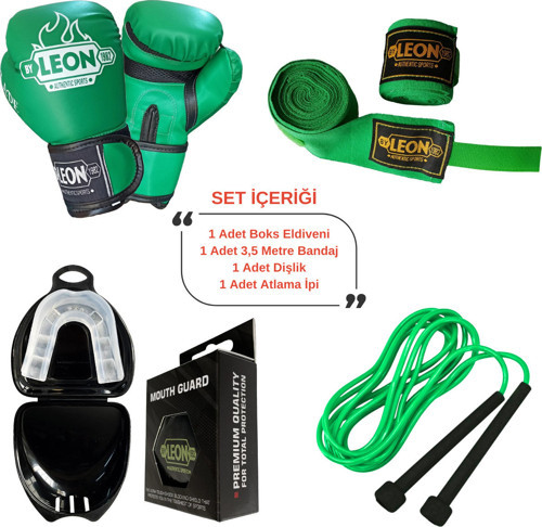 Leon Blade Training Boks, Kick Boks Ve Muay Thai Eldiveni Atlama İpi Dişlik Ve Bandaj Seti 3,5 Metre
