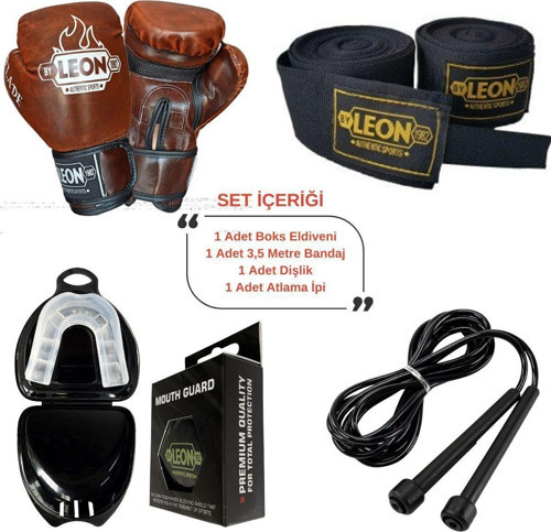Leon Blade Training Boks, Kick Boks Ve Muay Thai Eldiveni Atlama İpi Dişlik Ve Bandaj Seti 3,5 Metre
