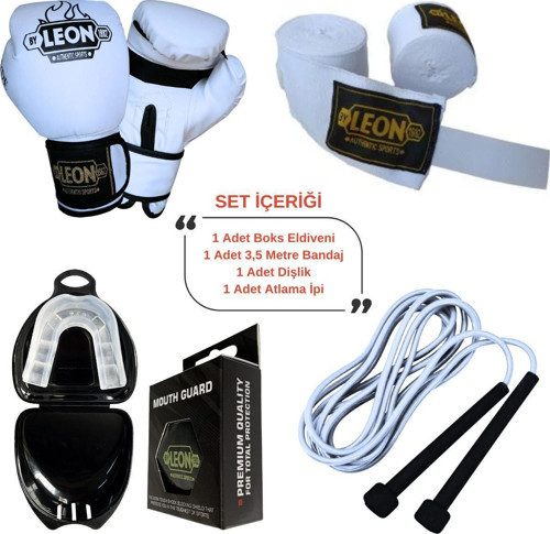 Leon Blade Training Boks, Kick Boks Ve Muay Thai Eldiveni Atlama İpi Dişlik Ve Bandaj Seti 3,5 Metre