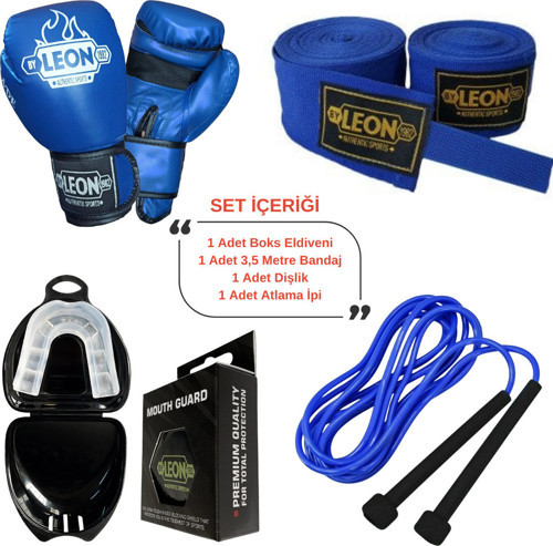 Leon Blade Training Boks, Kick Boks Ve Muay Thai Eldiveni Atlama İpi Dişlik Ve Bandaj Seti 3,5 Metre