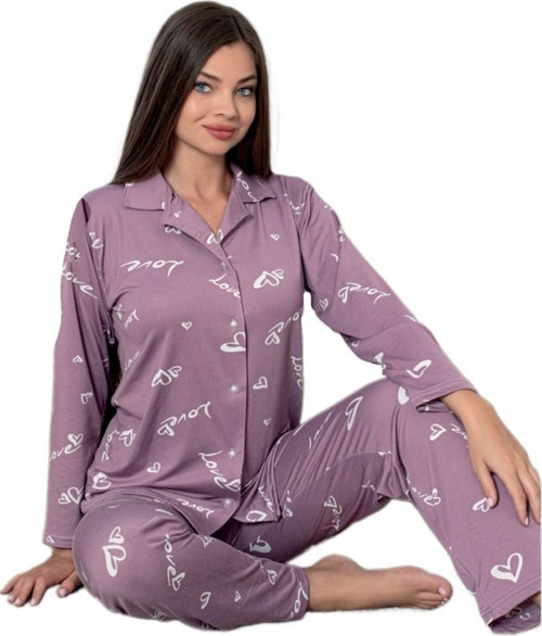 Elena Notte Gömlek Yaka Kadın Pijama Takımı M/2XL Rahat Ev Giyim
