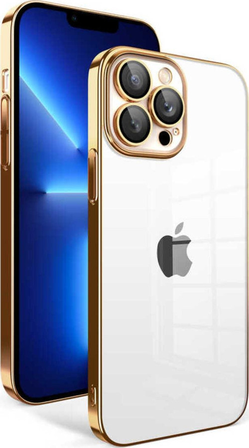 İphone 12 Pro Uyumlu Kamera Korumalı Renkli Çerçeveli Zore Garaj Kılıf-Gold