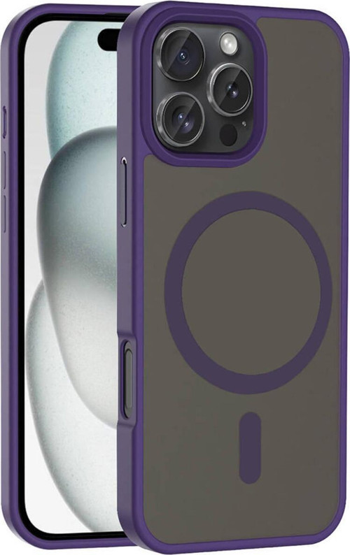 İphone 16 Pro Max Kılıf Magsafe Şarj Özellikli Mat Arka Yüzey Zore Sio Kapak-Derin Mor