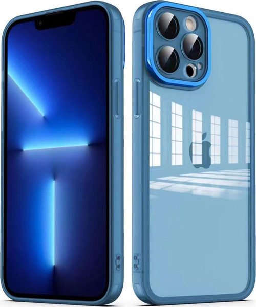 İphone 12 Pro Uyumlu Kamera Korumalı Transparan Zore Post Kılıf-Mavi