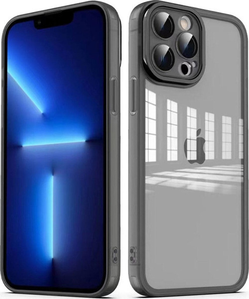 İphone 12 Pro Uyumlu Kamera Korumalı Transparan Zore Post Kılıf-Siyah
